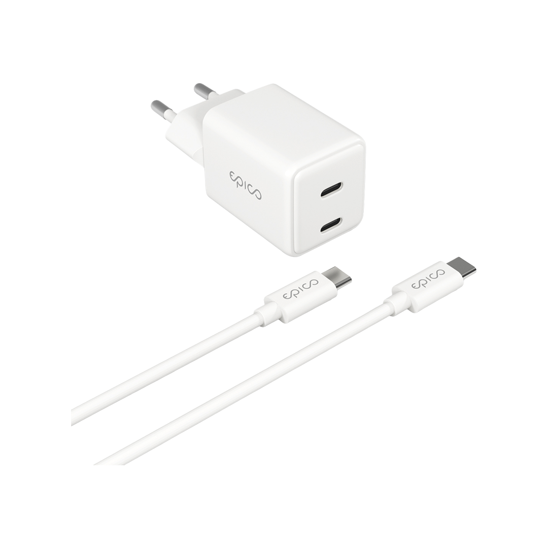 Pack de cargador de 35 W UltraBoost GaN con dos puertos USB-C y cable USB-C de Epico