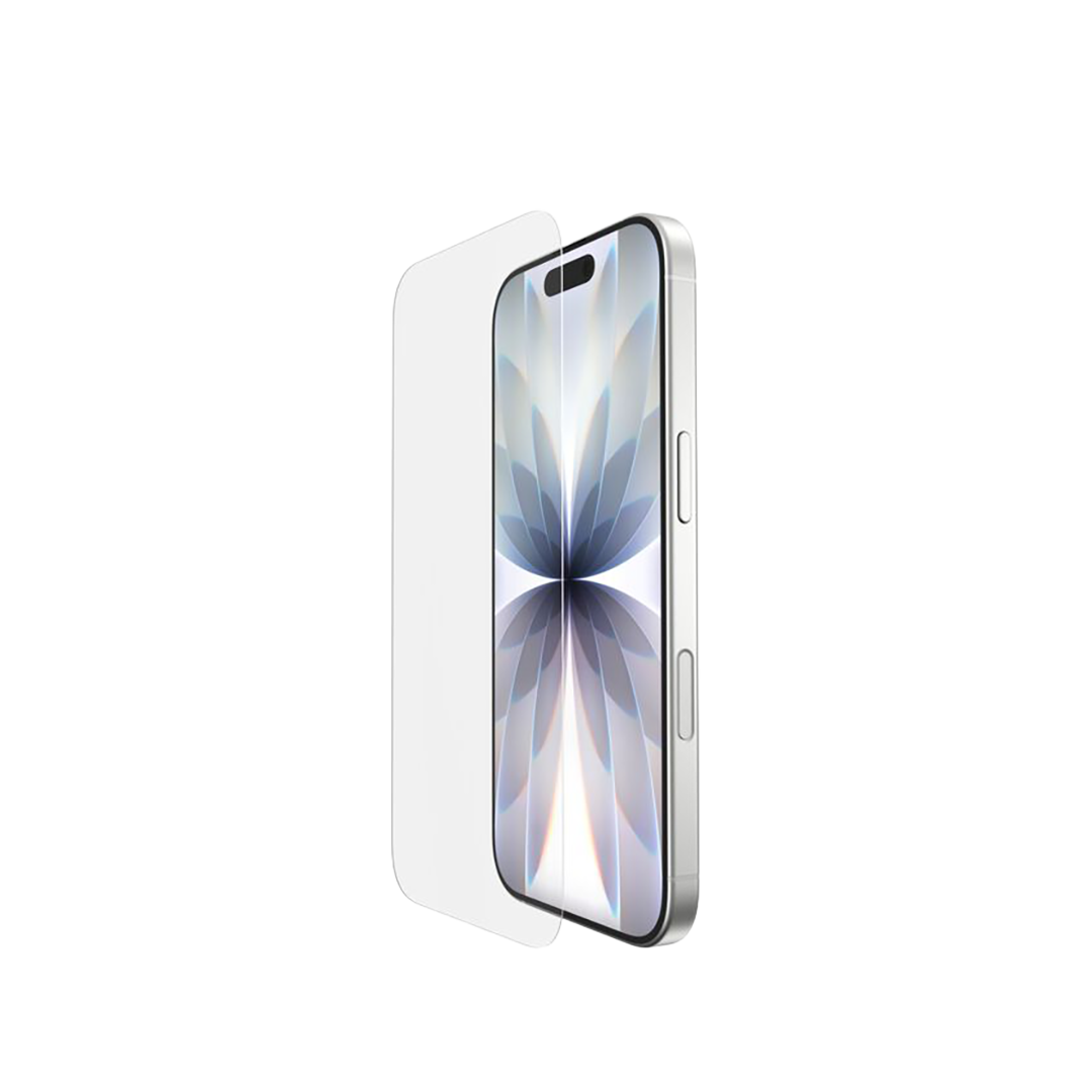 Protector de pantalla InvisiGlass con revestimiento de Belkin para el iPhone 17 y 16 Pro - Con bandeja de alineación fácil