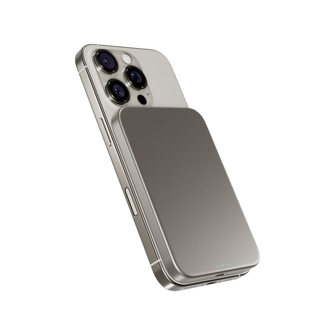 Batería magnética UltraPack Qi2 de 5.000 mAh de Epico - Aluminio en color titanio