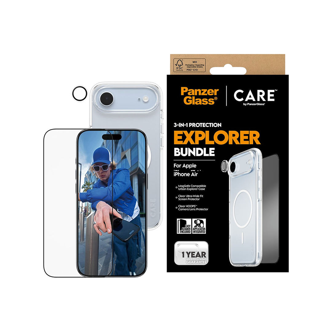 Pack 3 en 1 de PanzerGlass para el iPhone Air (Protector Pantalla + Protector Cámara + Funda)