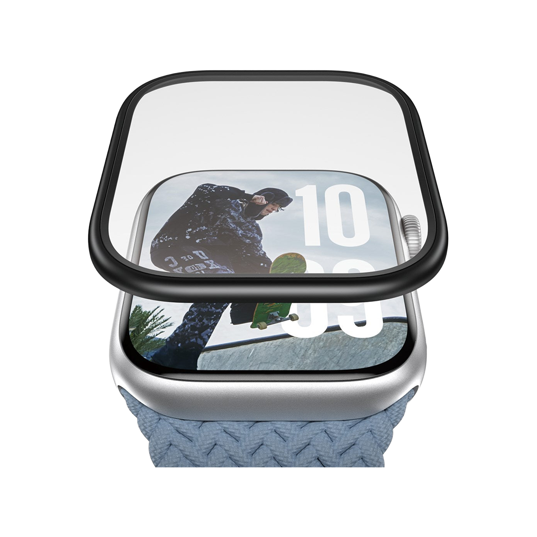 Protector de pantalla con borde de aluminio de PanzerGlass para el Apple Watch (42 mm) - Negro