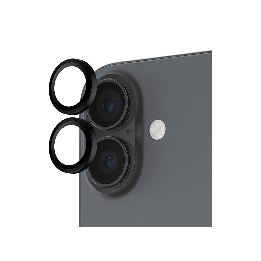 Aros protectores de cámara de PanzerGlass para el iPhone 17, iPhone 16 y iPhone 16 Plus - Negro