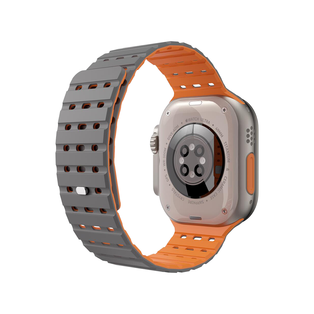 Correa de silicona de Next One para Apple Watch (44, 45 y 49 mm) - Gris/Naranaja