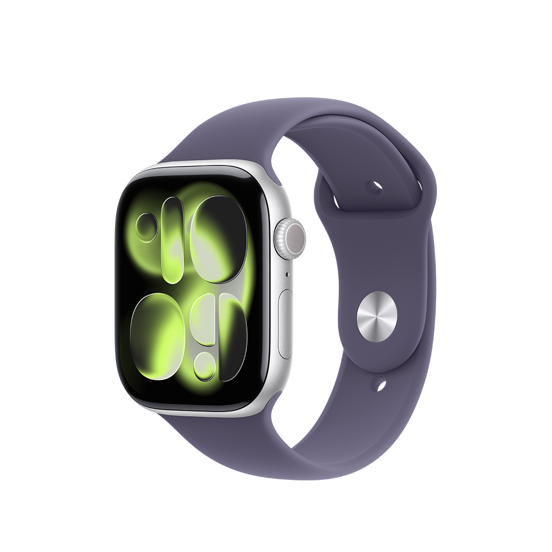 Apple Watch Series 11 GPS 46mm Caja de Aluminio Plata con Correa Deportiva Niebla Lila - S/M